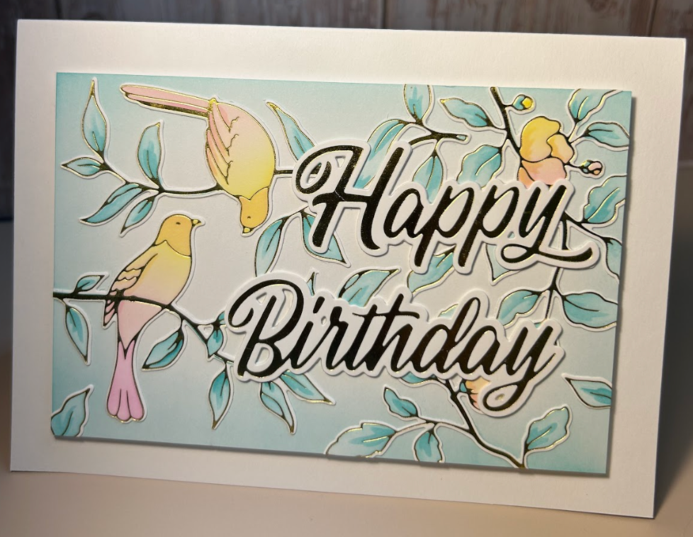 Happy Birthday- Birds and Branches Horizontal Card