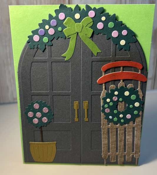 Front Door, Wreath, and Sled- Green
