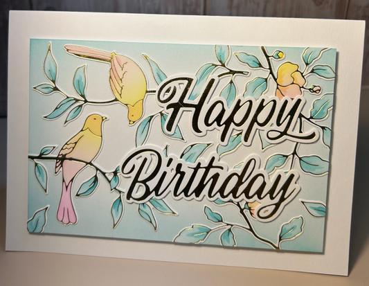 Happy Birthday- Birds and Branches Horizontal Card