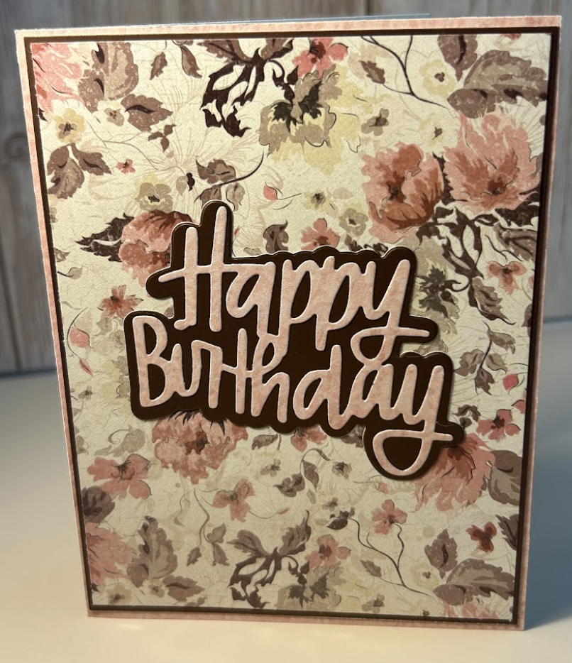 Happy Birthday-Dusty Pink, Ivory and Brown