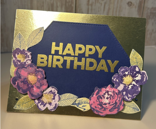 Happy Birthday-Gold Floral