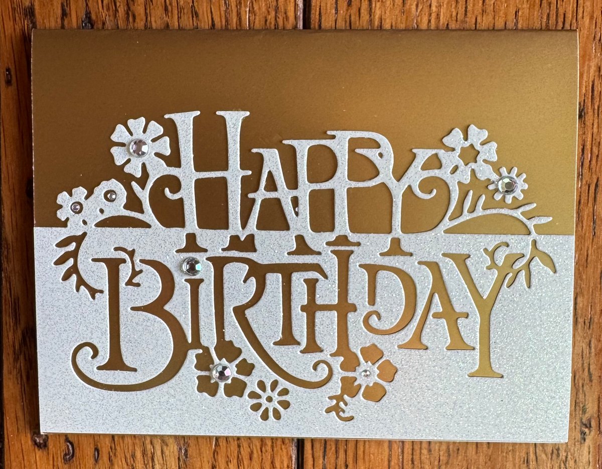 Happy Birthday-Gold & White Sparkle