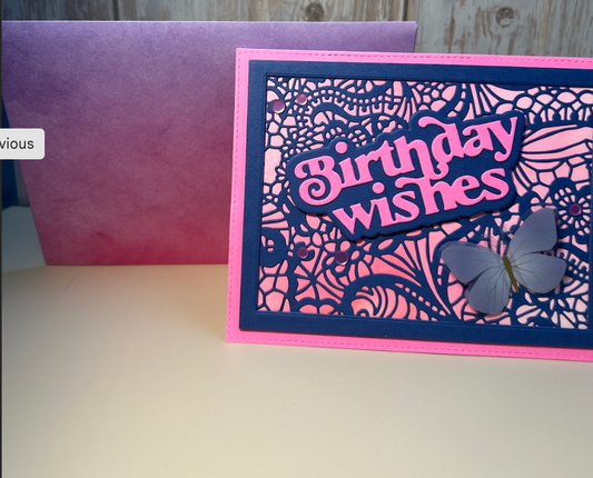 Happy Birthday- Pink and Purple Butterfly