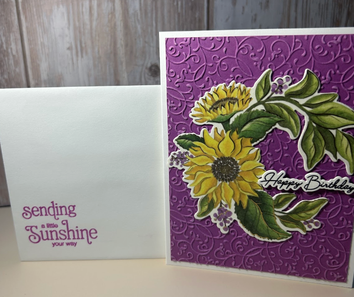 Happy Birthday-Purple and Sunflowers