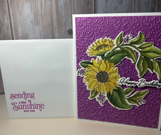 Happy Birthday-Purple and Sunflowers