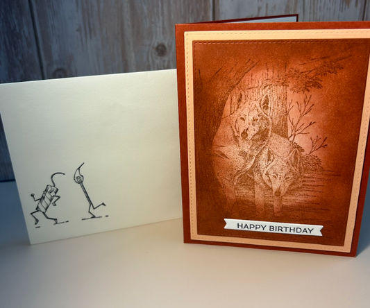 Happy Birthday- Wolves in Woods, Red